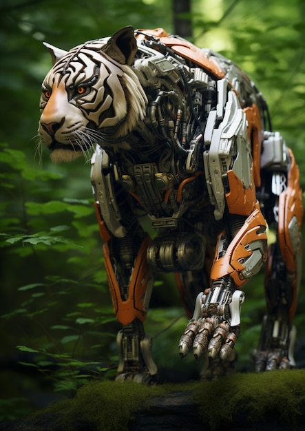 Free Photo ferocious tiger in jungle