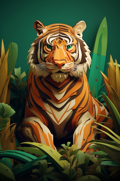 Free photo ferocious tiger in jungle