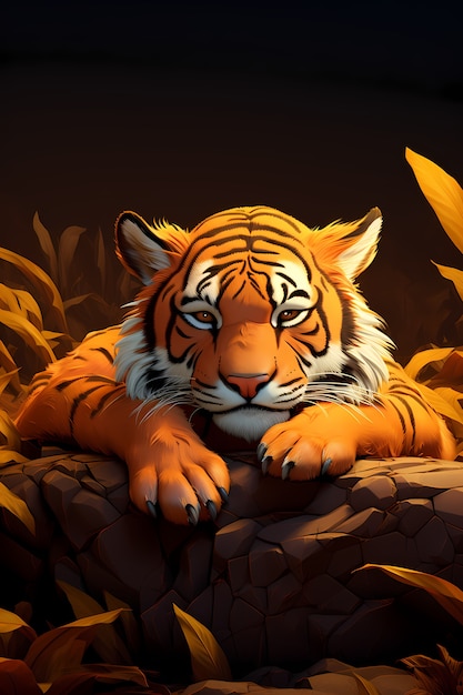 Free Photo ferocious tiger in jungle