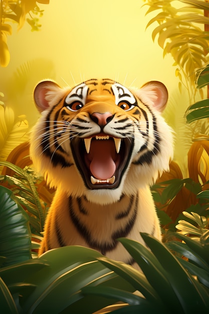 Free photo ferocious tiger in jungle