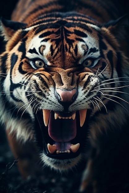 Free photo ferocious tiger in nature