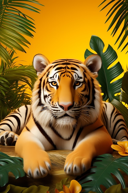 Free photo ferocious tiger in nature