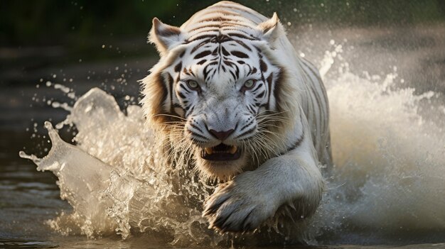 Ferocious tiger in water