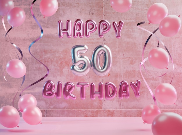 Festive 50th birthday arrangement with balloons