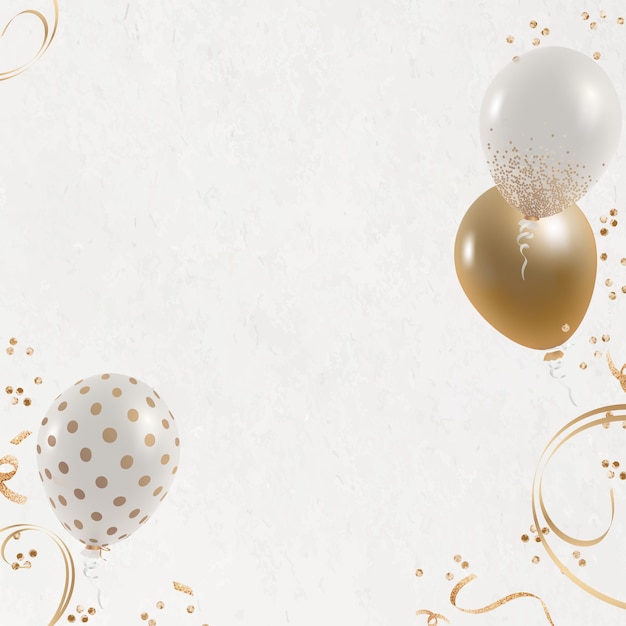 Festive balloons border white background