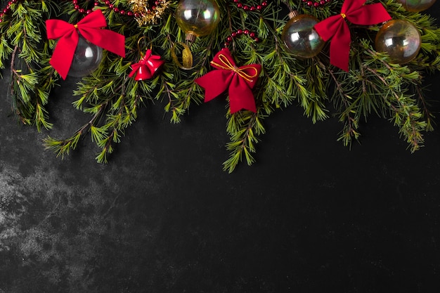 Free Photo festive christmas arrangement on black table