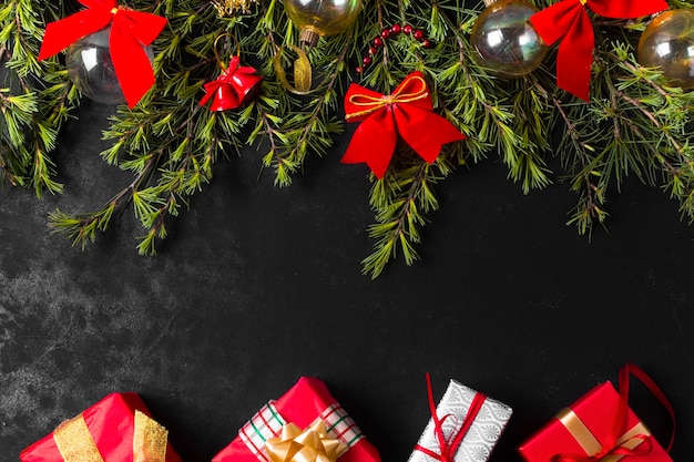 Festive christmas arrangement with bows