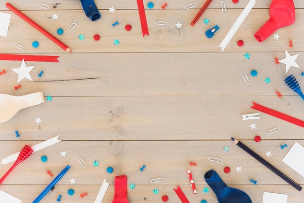 Festive composition on wooden surface