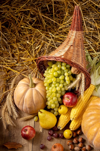 Free Photo festive cornucopia assortment with delicious foods