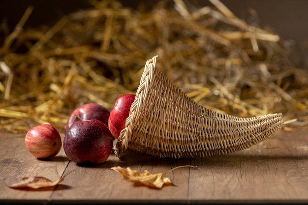 Festive cornucopia assortment with delicious fruits