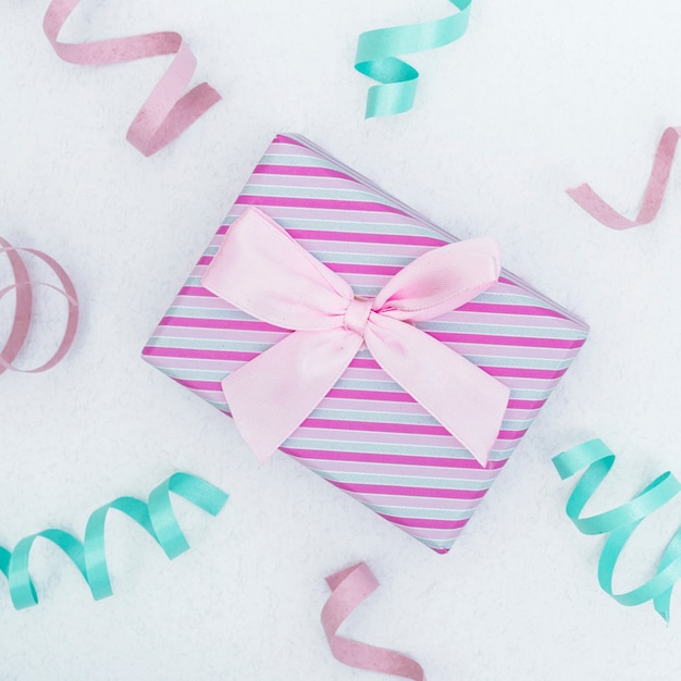 Free Photo festive gift box with ribbons