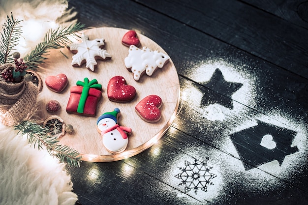 Free photo festive gingerbread on a stick, the concept of cooking.