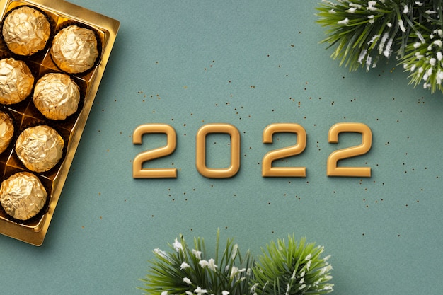 Free photo festive new year 2022 composition