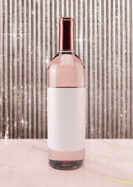 Free photo festive rosé wine on pink background