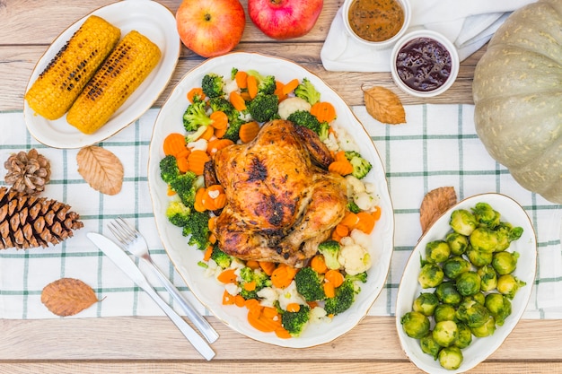 Festive table covered with food 