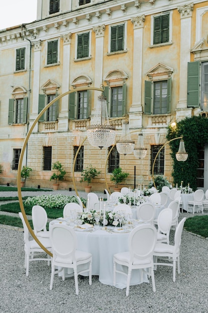 Free Photo festive tables decorated for wedding