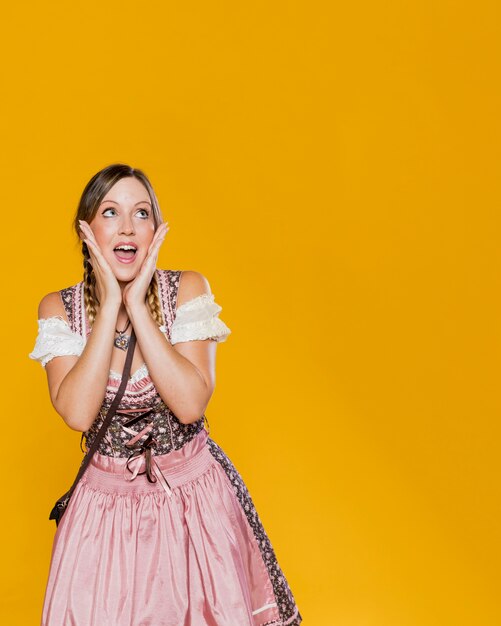 Festive woman in bavarian dress