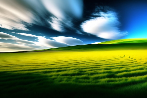 Free Photo a field with a blue sky and clouds