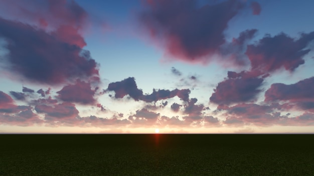 Field with purple clouds