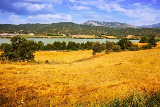 Fields at river valley