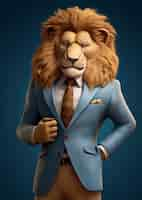 Free photo fiery lion wearing suit