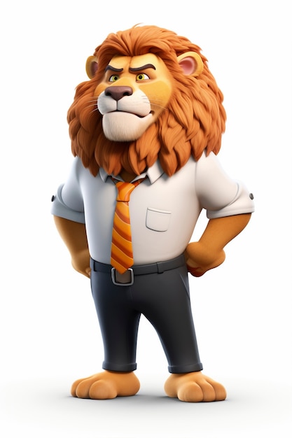 Free Photo fiery lion wearing suit