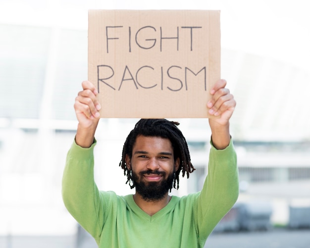 Free photo fight racism quote black lives matter concept front view