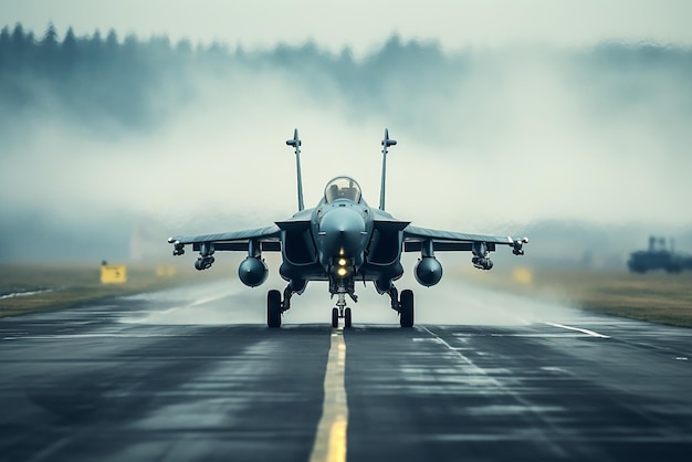 Free photo a fighter jet on a runway