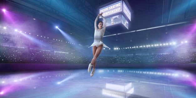 Figure skating girl in ice arena