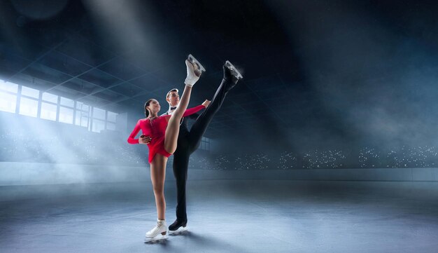 Figure skating in ice arena