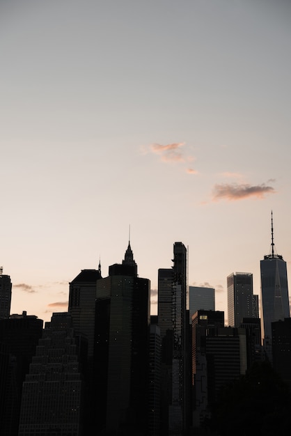 Financial district new york city at sunset