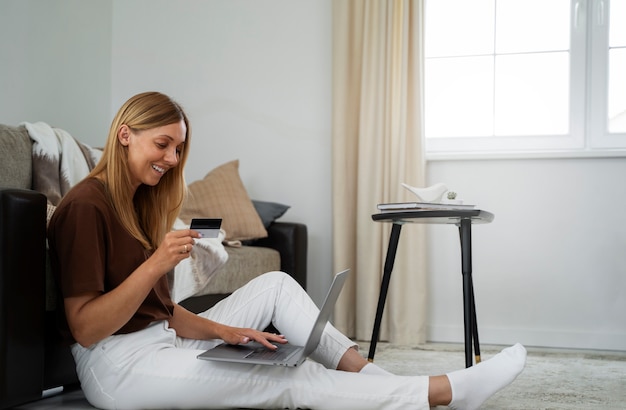 Free Photo financial independent woman buying new house