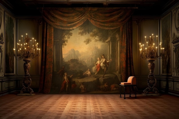 Free photo fine art baroque digital backdrop interior room