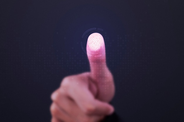 Free photo fingerprint scanner on transparent screen