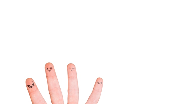 Free Photo fingers with faces on white