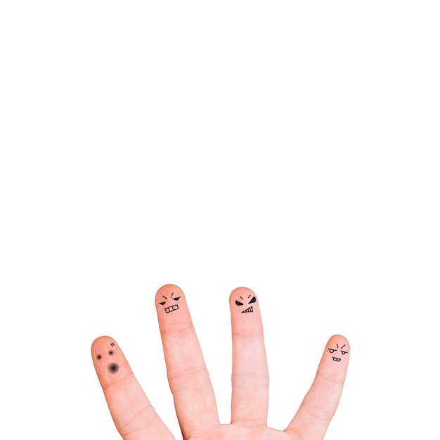 Free photo fingers with painted faces