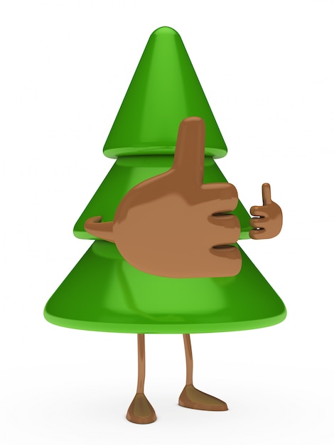 Free Photo fir tree showing thumbs up