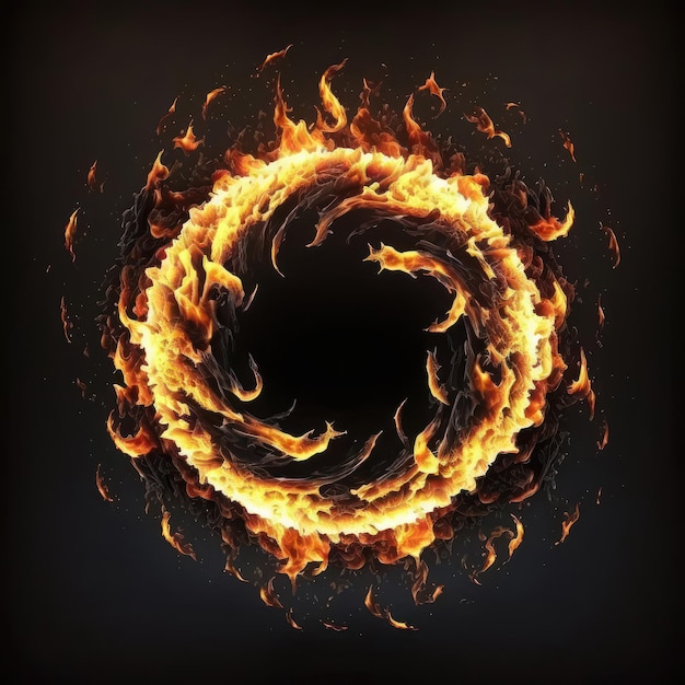 Free Photo fire ring isolated on black background