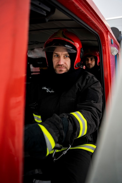 Free photo firefighter ready for his mission