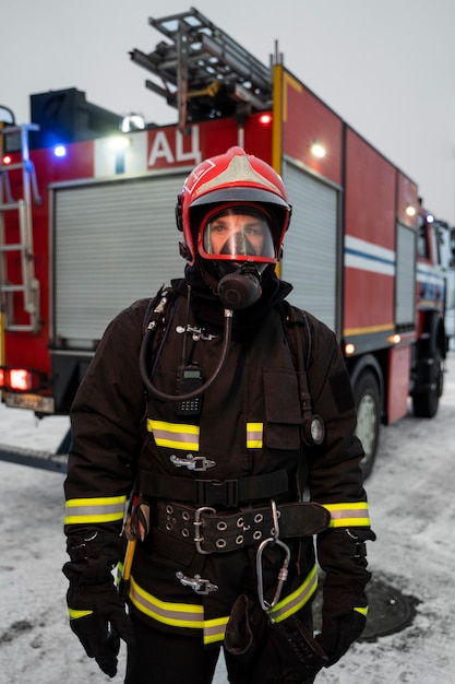 Firefighter ready for his mission