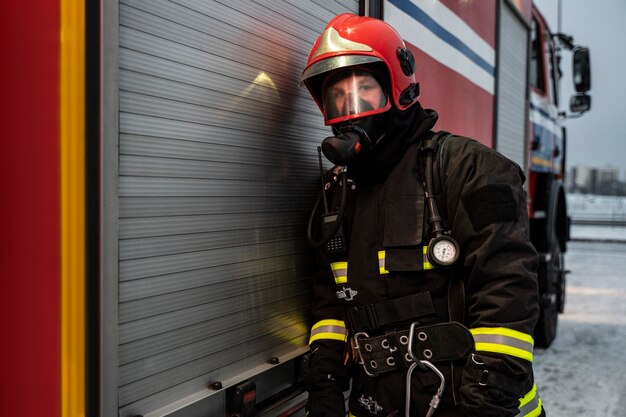 Firefighter ready for his mission