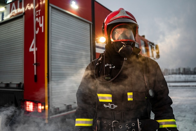 Firefighter ready for his mission