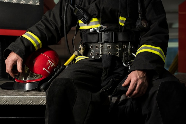 Free photo firefighter ready for his mission