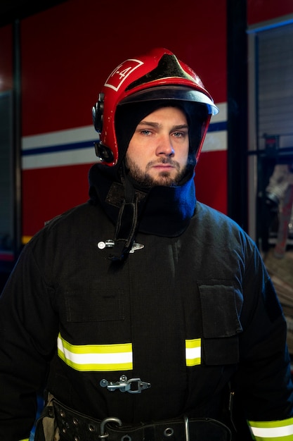 Free photo firefighter ready for his mission