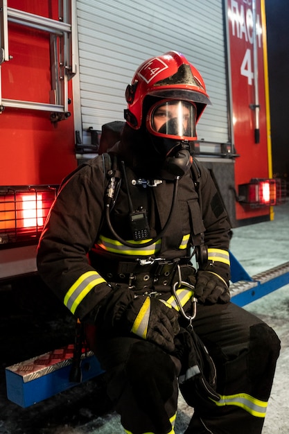 Firefighter ready for his mission