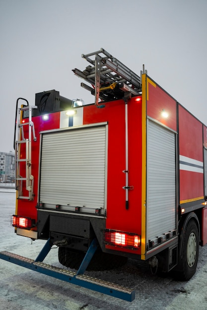 Free photo firefighters truck ready for his mission