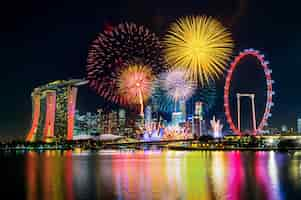 Free photo firework display in singapore.