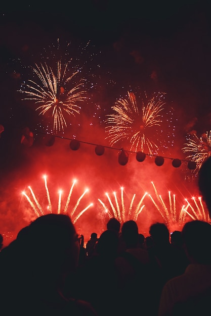 Firework displaying during night time