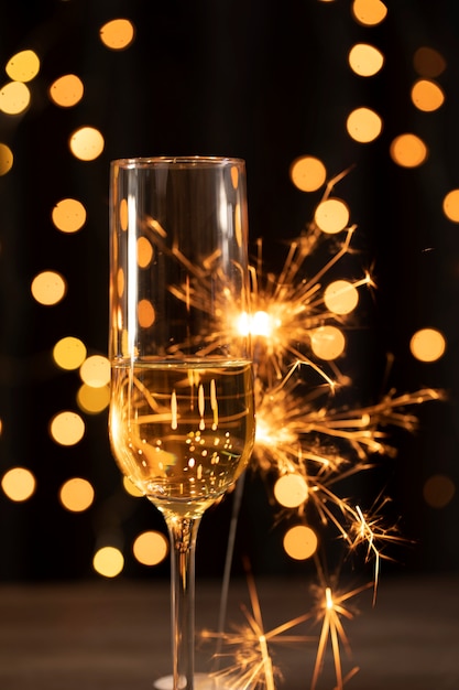 Free Photo fireworks and champagne on new year night