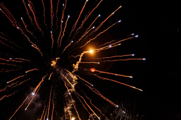 Free Photo fireworks fly like arrows in night sky